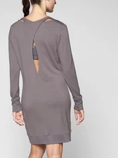 ATHLETA SILVER BELLS LONG SLEEVE BACK CUTOUT BEYOND SOFT NIRVANA GO-TO DRESS L