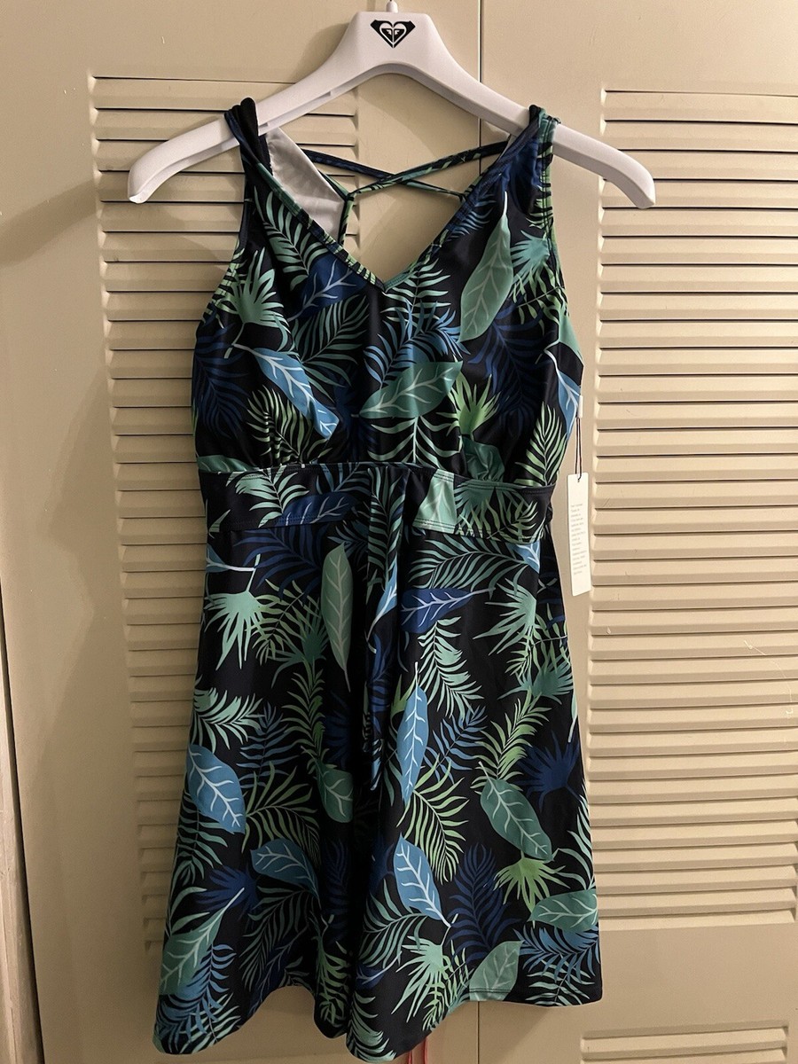 NEW Tropical Kate Kasin Swim Dress Back Cross Flowy . Size L | eBay