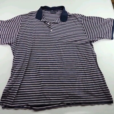 Bobby Jones Players Polo Shirt Mens 2XL Blue Striped Cotton Lightweight