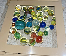 G866 Lot of Vintage Cat's Eye Glass Marbles - 3 Sizes - 1 Shooters