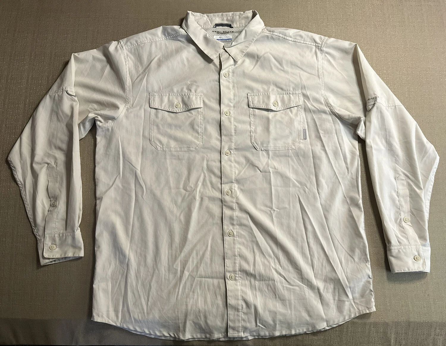 Columbia PFG Cream Vented Fishing Shirt Long Sleeve Omni-Shade Lightweight XL