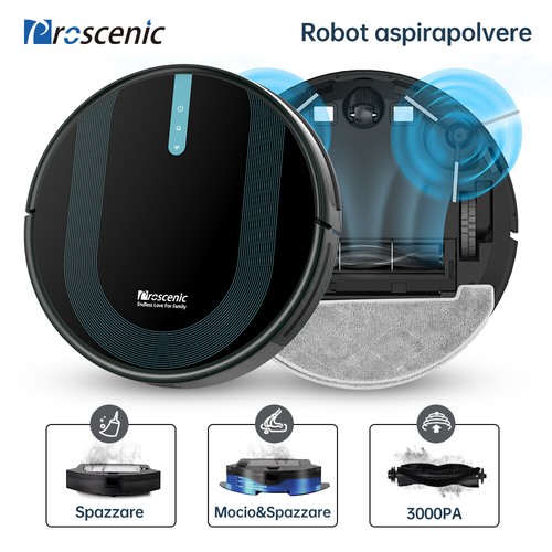 Proscenic 850P Robot Aspirapolvere Lavapavimenti x Peli Animali Mappatura  3000Pa | eBay