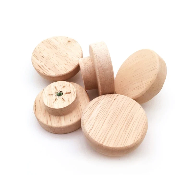 30–50mm Oak Wood Cabinet Drawer Knobs Round Handle Furniture Hardware UK - Image 2 of 4