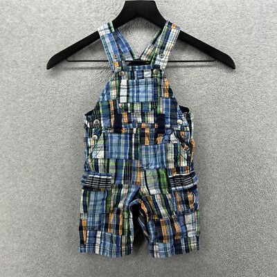 Gap Overalls Toddler Size 3-6 Months Blue Madras Plaid Lined Cotton