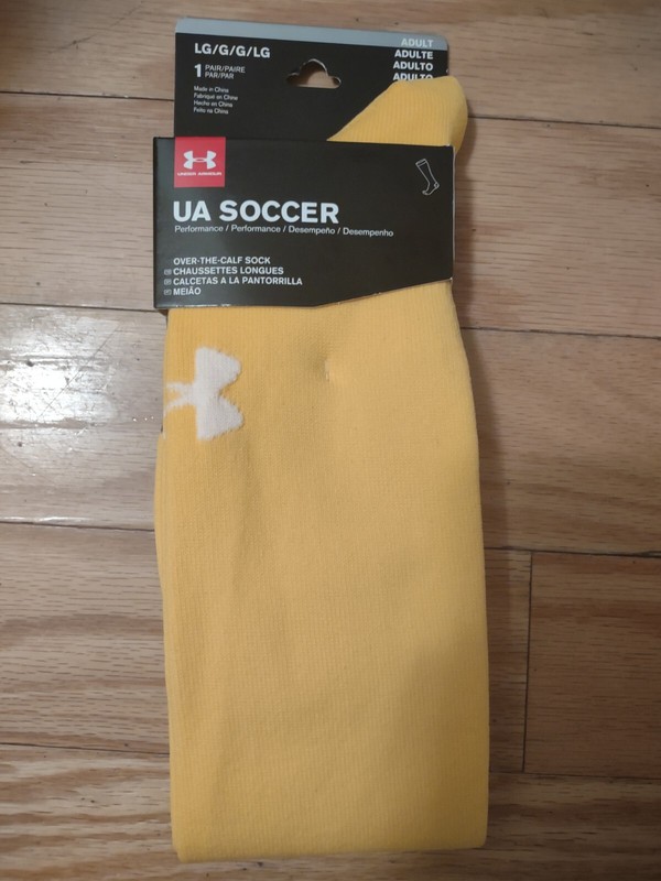BRAND NEW! UNDER ARMOUR UA SOCCER SOCKS, ADULT LARGE, YELLOW!