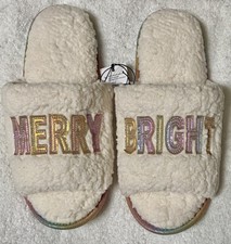 Women  s Christmas Slippers Size XL 11-12 - MERRY-BRIGHT  Memory Foam