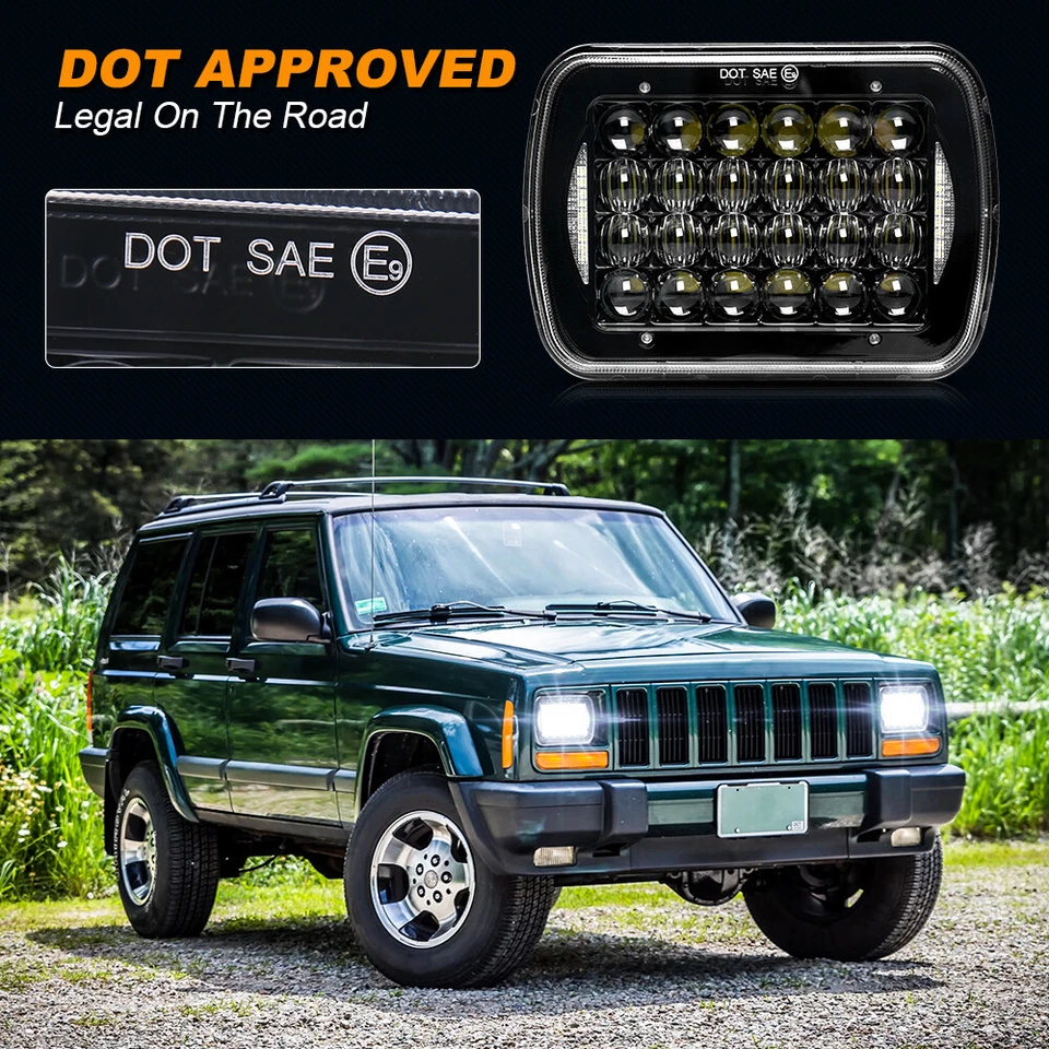 For Freightliner MT-35 MT-45 MT-55 Stepvan DOT 5x7" LED Headlight Hi Lo Beam DRL - Imagem 3 de 4