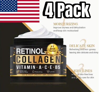 Mens Retinol Cream Collagen 1.06 oz FACE Eye FINE LINES 4 PACK
