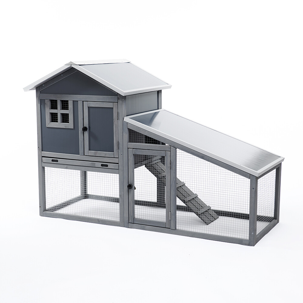 PLASTIC RABBIT HUTCH AND RUN GUINEA PIG HUTCH LARGE 2 TIER DOUBLE