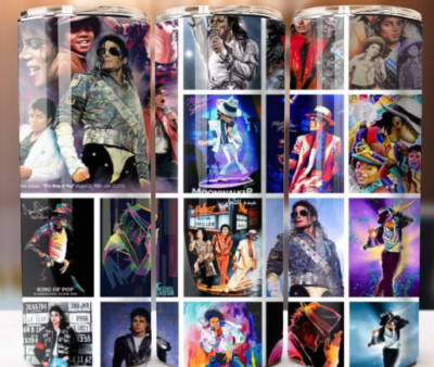 Tumbler 20oz Cup Mug w/ Straw Style  Michael Jackson Wall Collage