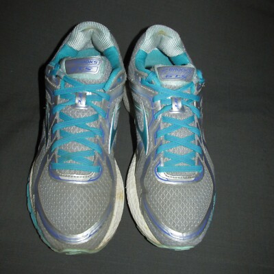 Brooks GTS 16 Gray Silver Teal Running Trail  Shoes Women's 8.5M 