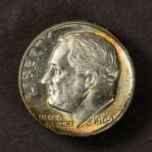 1964 ROOSEVELT 10C DIME ** UNCIRCULATED, ORIGINAL TONING! Lot#R585