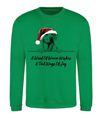 LABRADOR RETRIEVER Weihnachten Hund Sweatshirt Erwachsene Kinder Woof Wishes Pullover Xmas