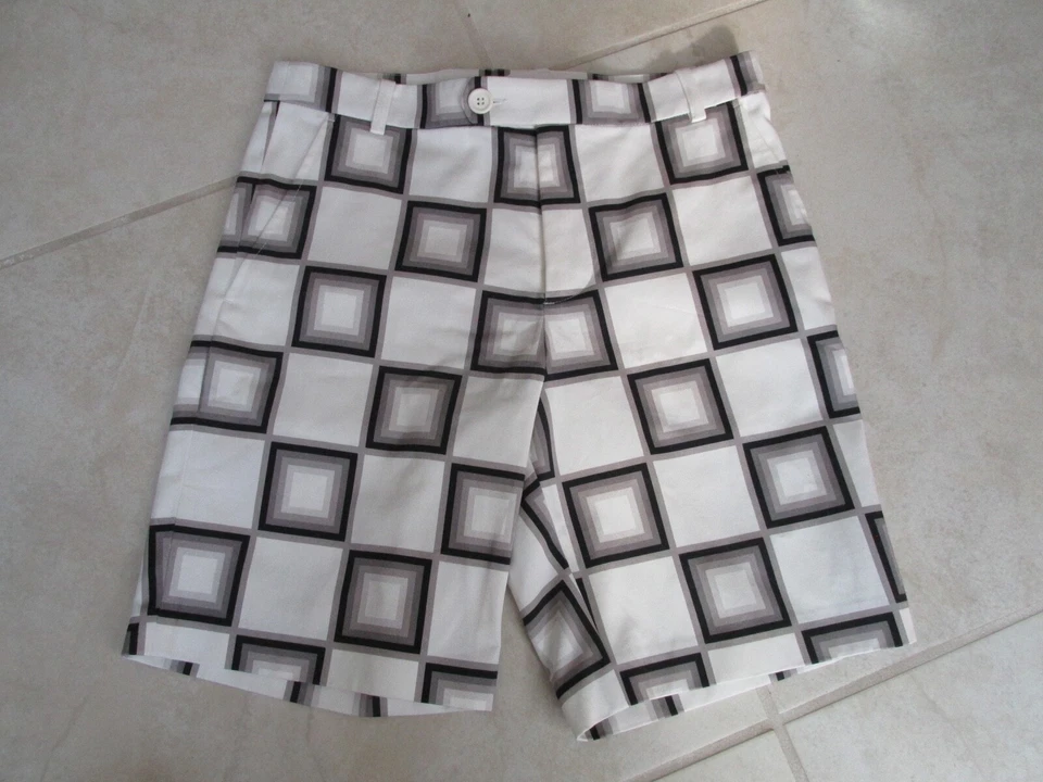 NEW Lacoste x Ricky Regal Checkered Squares Print Bermuda Shorts size 30 Bruno