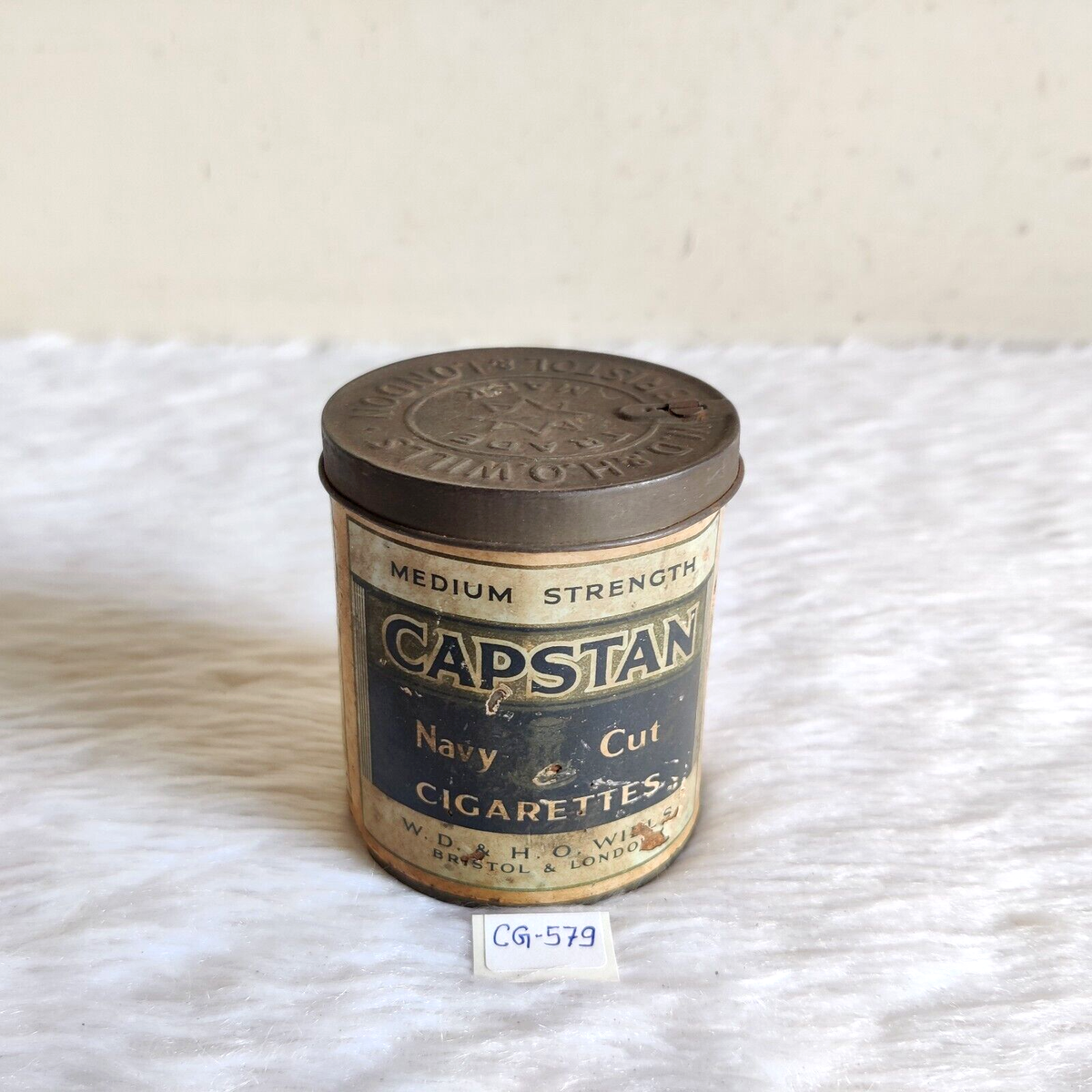capstan cigarette box 1940s Vintage Capstan Navy Cut Cigarette Advertising Tin Box London Round  CG579