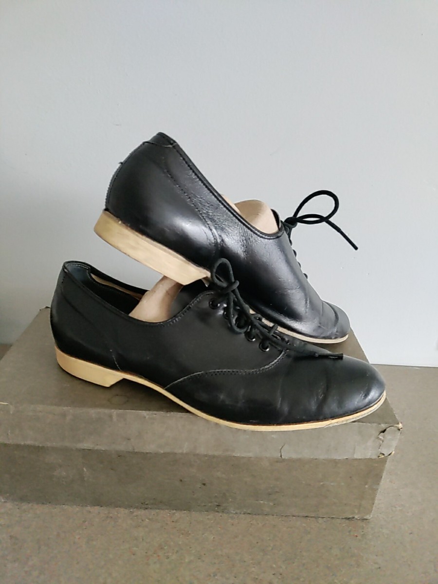 Vintage Hyde Ladies Black Leather White Sole Bowling Shoes Vintage Hyde Ladies Black Leather White Sole Bowling Shoes