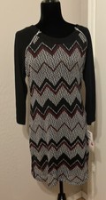 Lightweight Lined Dress 3/4 Sleeves 18” P2P 36” Length Zip Accent Large Orig $48