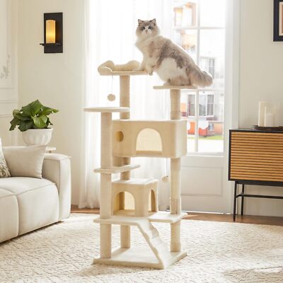 54'' Multi-Level Cat Tree with Scratching Posts Toys Plush Padded Cat Tree Tower