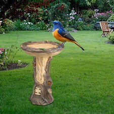 Garden Bird Bath Bowl Tree House Statue Figurine Patio Outdoor Resin Feeder