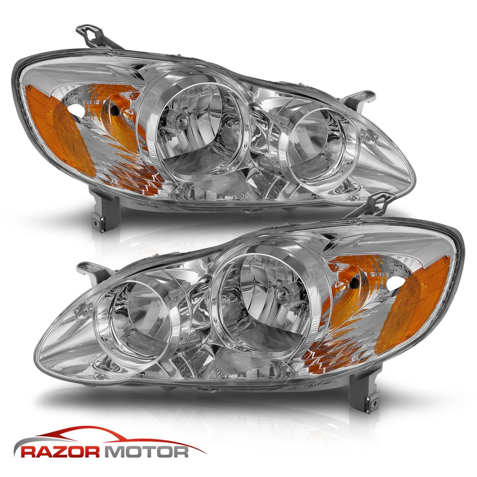 [w/Bulbs]For 2003 2004 2005 2006 2007 2008 Toyota Corolla Chrome Headlights Foto 2 de 4