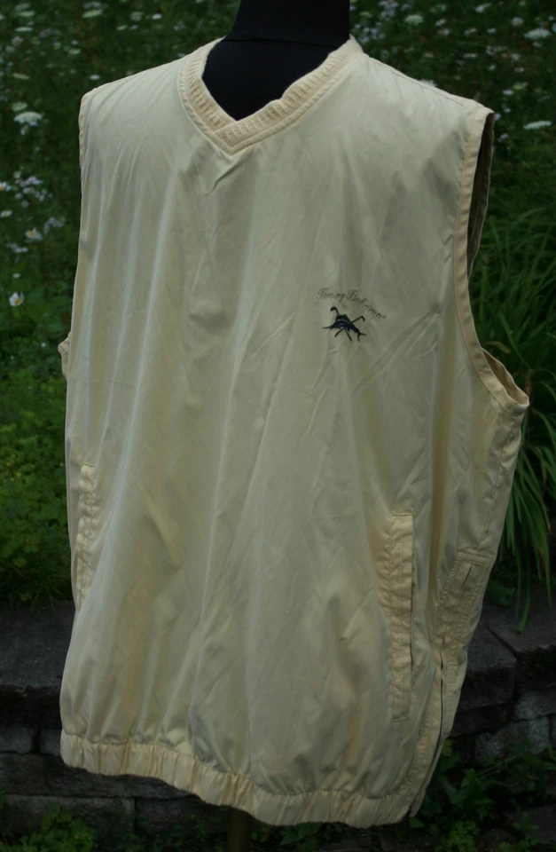 Chaleco de golf Tommy Bahama talla M amarillo forrado cuello en V bolsillos delanteros cremalleras laterales para hombre Foto 2 de 4