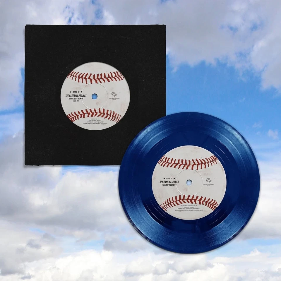 Benjamin Gibbard Death Cab Ichiro's Theme Goes to the Moon Vinyl 7" Aqua Blue - Image 3 of 3
