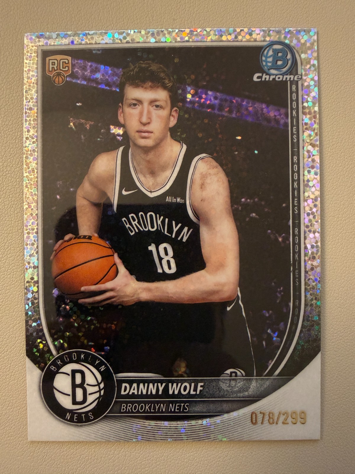 2025-26 Bowman Chrome - Danny Wolf  Speckle Refractor /299  Brooklyn Nets BCV-27