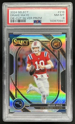 2024 Select Drake Maye Club RC Silver Prizm Die-Cut #218 Patriots PSA 8
