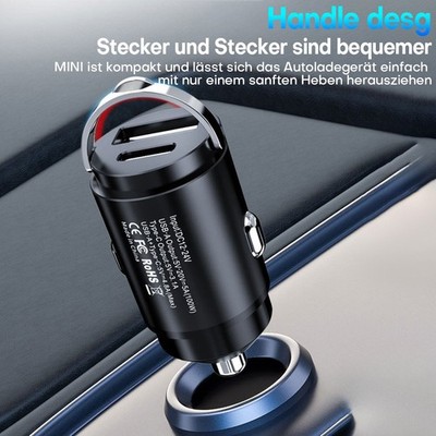 Auto schnell Ladegerät USB und USBC Typ-C für IPhone Samsung Zigarettenanzünder