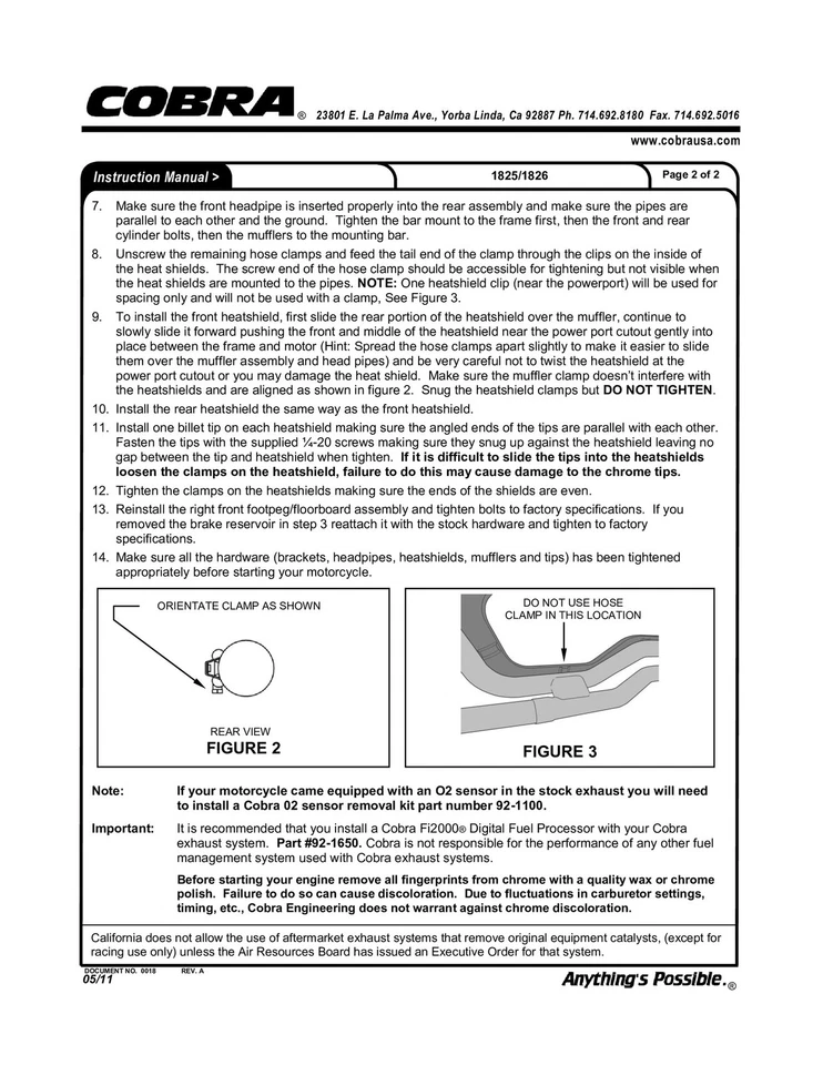 Speedster Slashdown Full Exhaust Cobra 1826 For 02-08 Honda VTX1800 N/R/S - Image 3 of 4