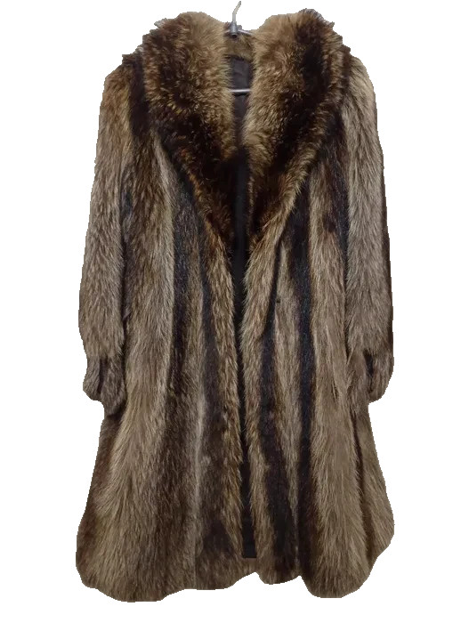 Vintage genuine raccoon long fur coat Size M