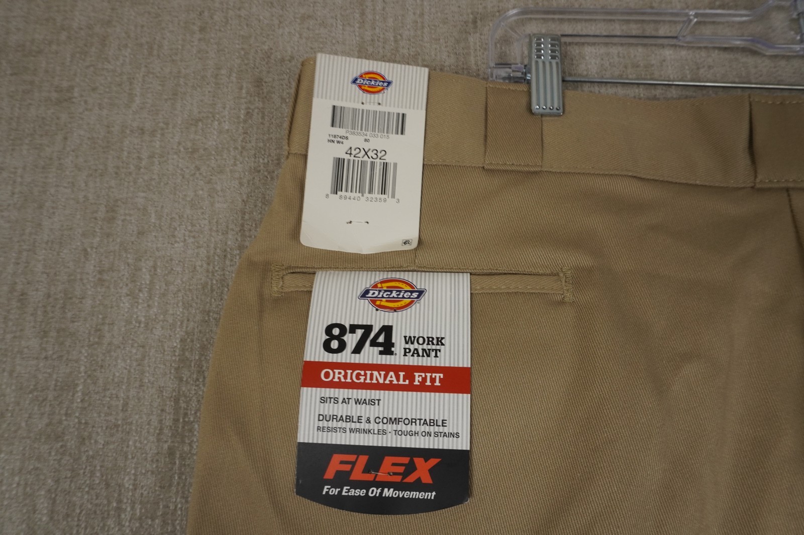 NWT Dickies 874 Flex Original Fit Tan Work Pants 42x32 for Men image 4