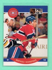 1990-91 NHL Pro Set Mathieu Schneider #158 Montreal Canadians