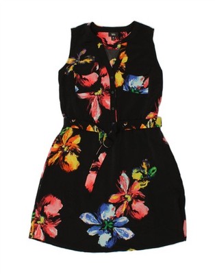 Mossimo Damen ärmelloses Basic Kleid UK 14 Medium schwarz Blumenmuster Polyester CL26