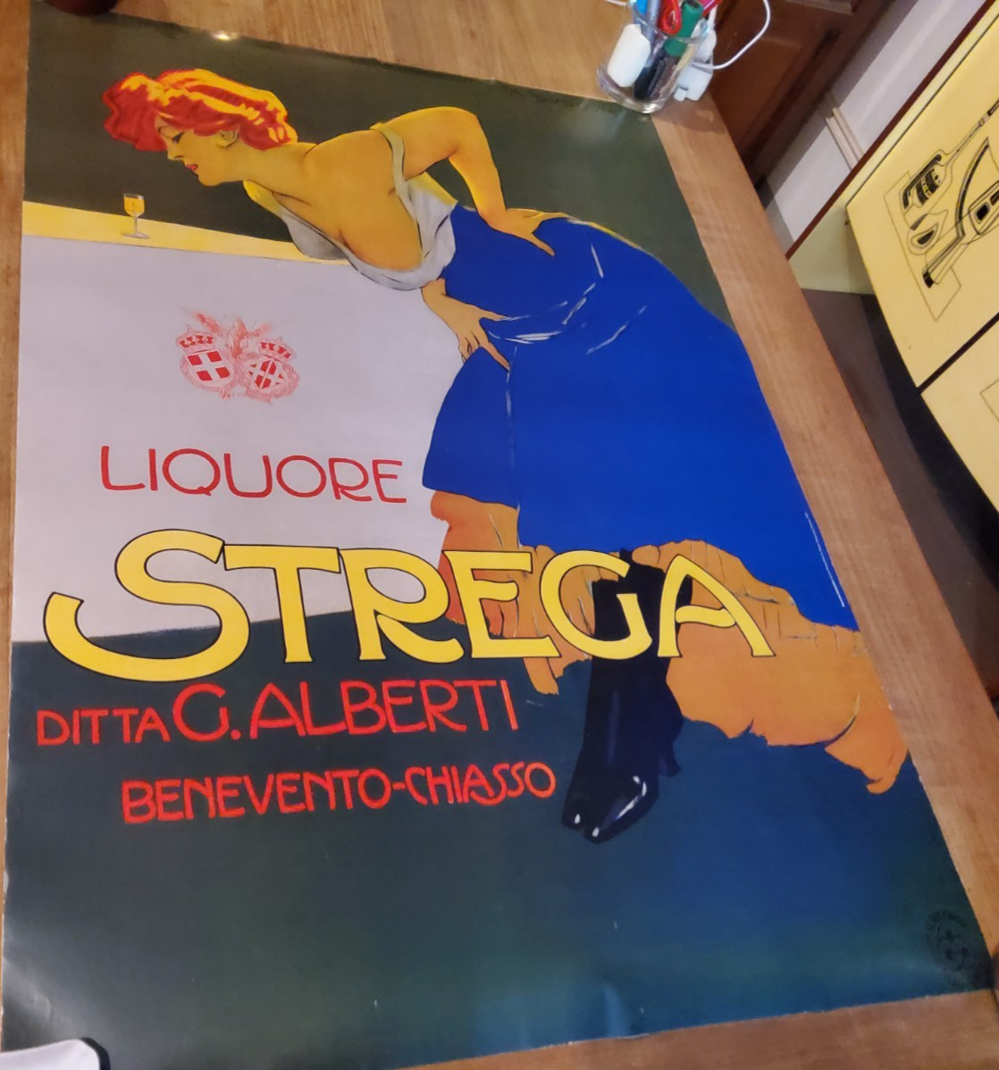 ORIGINAL VINTAGE POSTER liquore Strega by Dudovich 1980's