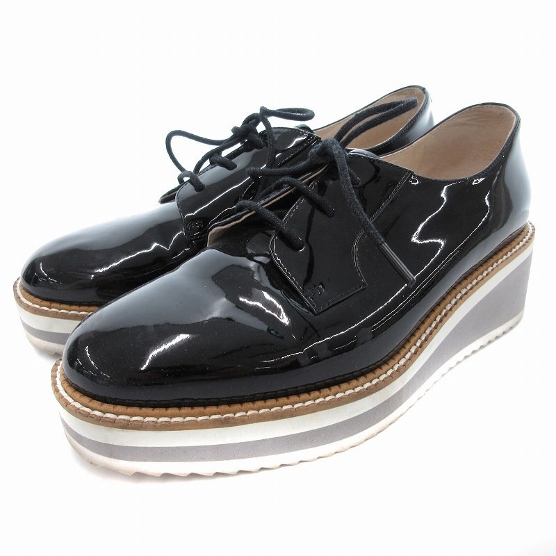 SAOLA Scarpe derby donna 6 5US Staccato plateau leggere smalto suola spessa nero Js Sh W