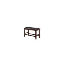 Benjara Wooden Counter Height Bench with Leatherette Seat, Brown and Black