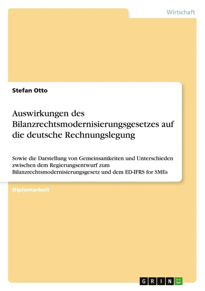 Stefan Otto | Auswirkungen Des Bilanzrechtsmodernisierungsgesetzes Auf Die...-image