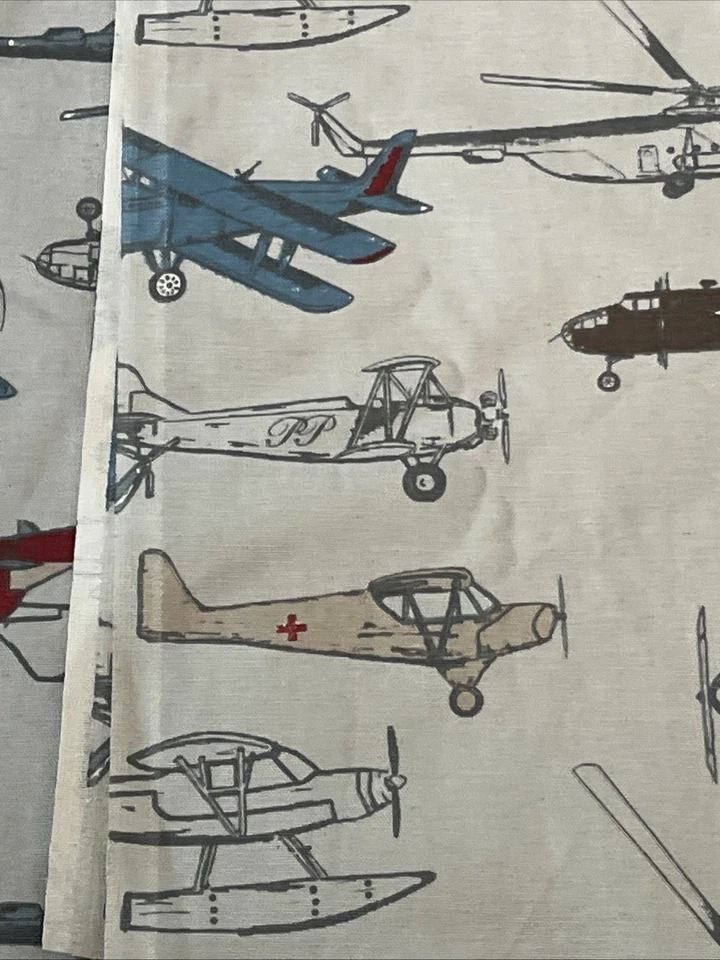 Premier Prints Fabric Vintage Airplanes Aircraft Cotton Home Decor - Image 2 of 4
