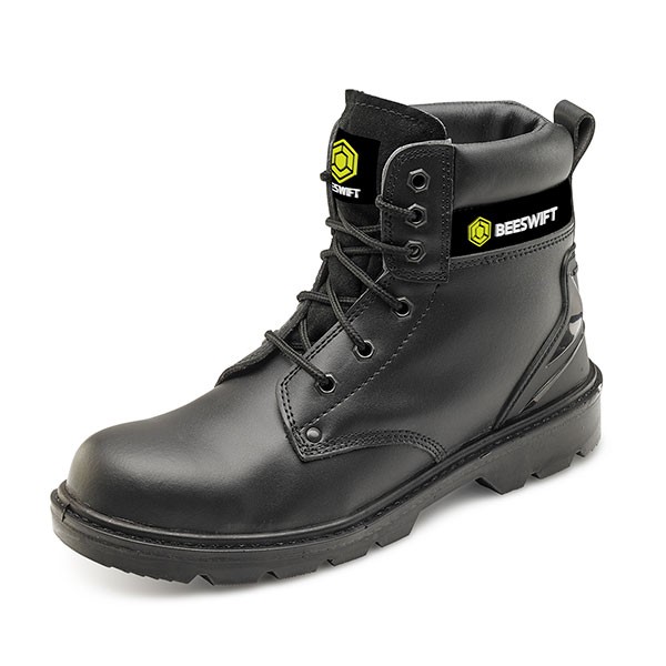 Beeswift Smooth Leather 6 "" Boot Black Size 6