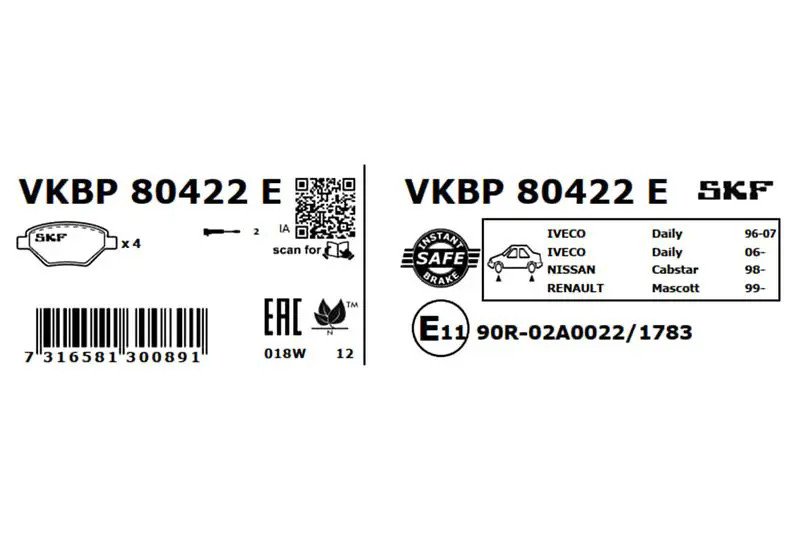 Für SKF VKBP 80422 E HAM PADS. RENAULT MASCOTT/MASTER PRO/MASCOTT - Bild 2