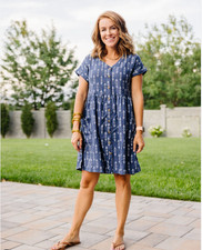 Peyton & Parker Dress Womens L Blue Pockets NEW