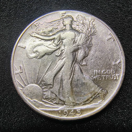 1945  Walking Liberty Half Dollar 50C - Philadelphia - 90% Silver - F-VF Details