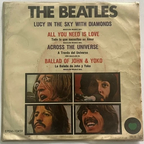 THE BEATLES - LUCY IN THE SKY WITH DIAMONDS - 1970 MEXICAN 7" EP PS WOL