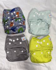 Reusable Cloth Diaper Lot of 4 w/ Inserts, One Size Fits Most