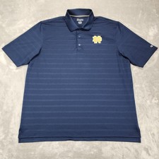 Notre Dame Fighting Irish Shirt Mens XL Navy Blue NCAA Football Polo Performance