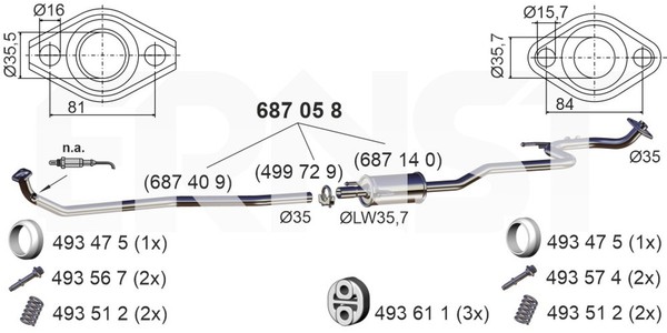 Ernst MittelschalldäMpfer Set 687058 FüR Toyota Yaris Vvt KSP90_ KSP90R-image