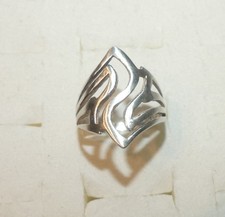 Damen Ring Silber 925 Lilien geschwungene Linien Flammen 19,2mm 60 aufgearbeitet