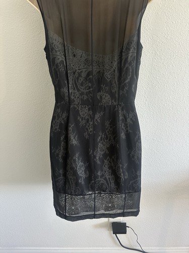 Robert Rodriguez 6 100% Silk Black Lace Chiffon A-Line Mini Dress 90s Cocktail - Picture 13 of 15