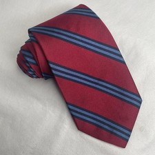 VTG Brooks Brothers Makers Pure Silk Necktie Red Blue Preppy Stripe Textured Tie
